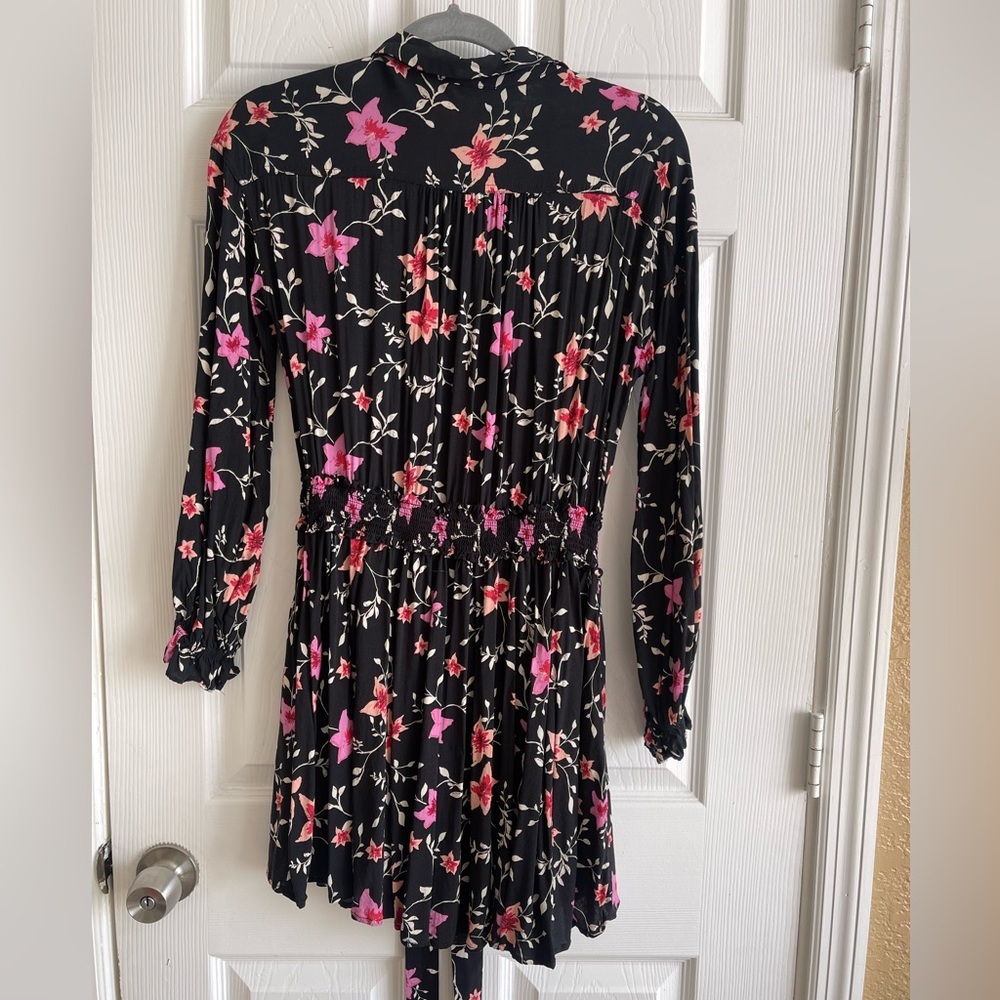 Free People Black and Pink Floral Long Sleeve Dress - Picture 13 of 16